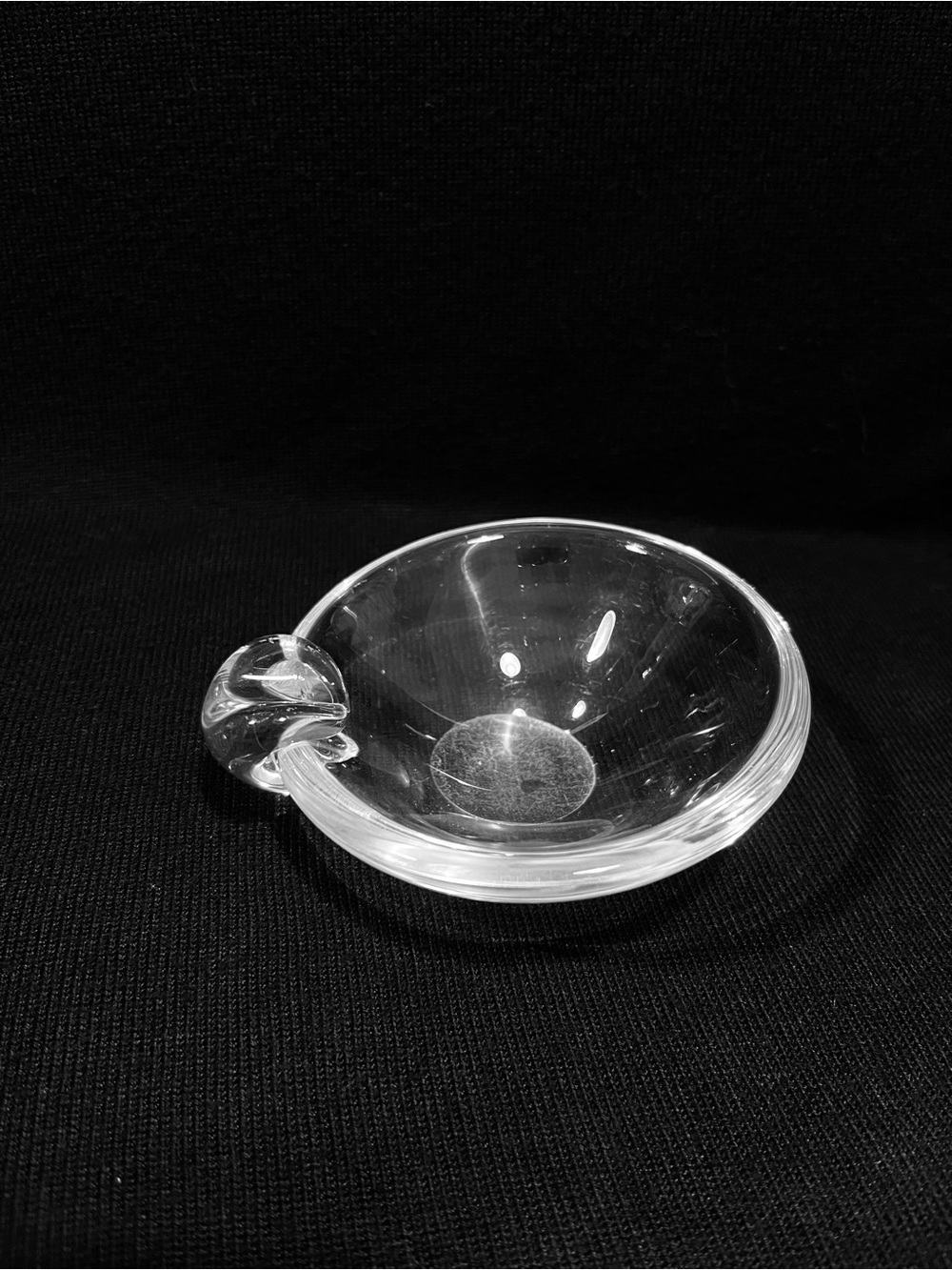 Steuben Signed Art Glass Crystal Sloping Cendrier Ashtray David Hicks MCM